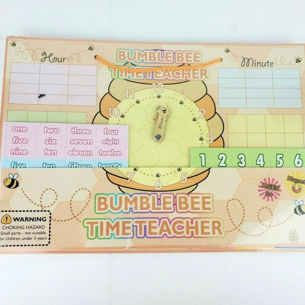 Magnetic Bumblebee Time Teacher Chart Homeschooling Hour Minute AM PM Sealed NEW
